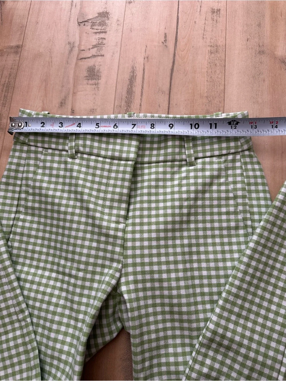 NWT J Crew Size 0 Green Gingham Check Cameron Pants Bi Stretch Cotton Cropped